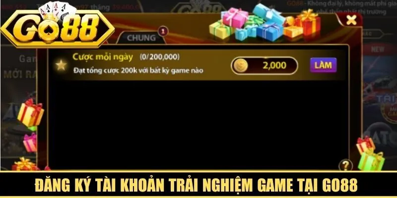 Đăng ký tài khoản trải nghiệm game tại Go88 tạo cơ hội nhận giftcode hấp dẫn